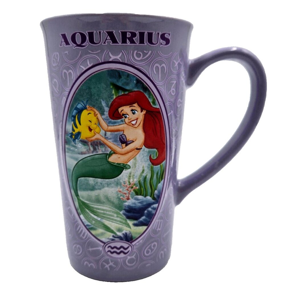 Disney Store Zodiac Horoscope Aquarius Purple The Little Mermaid Ariel Cup Mug